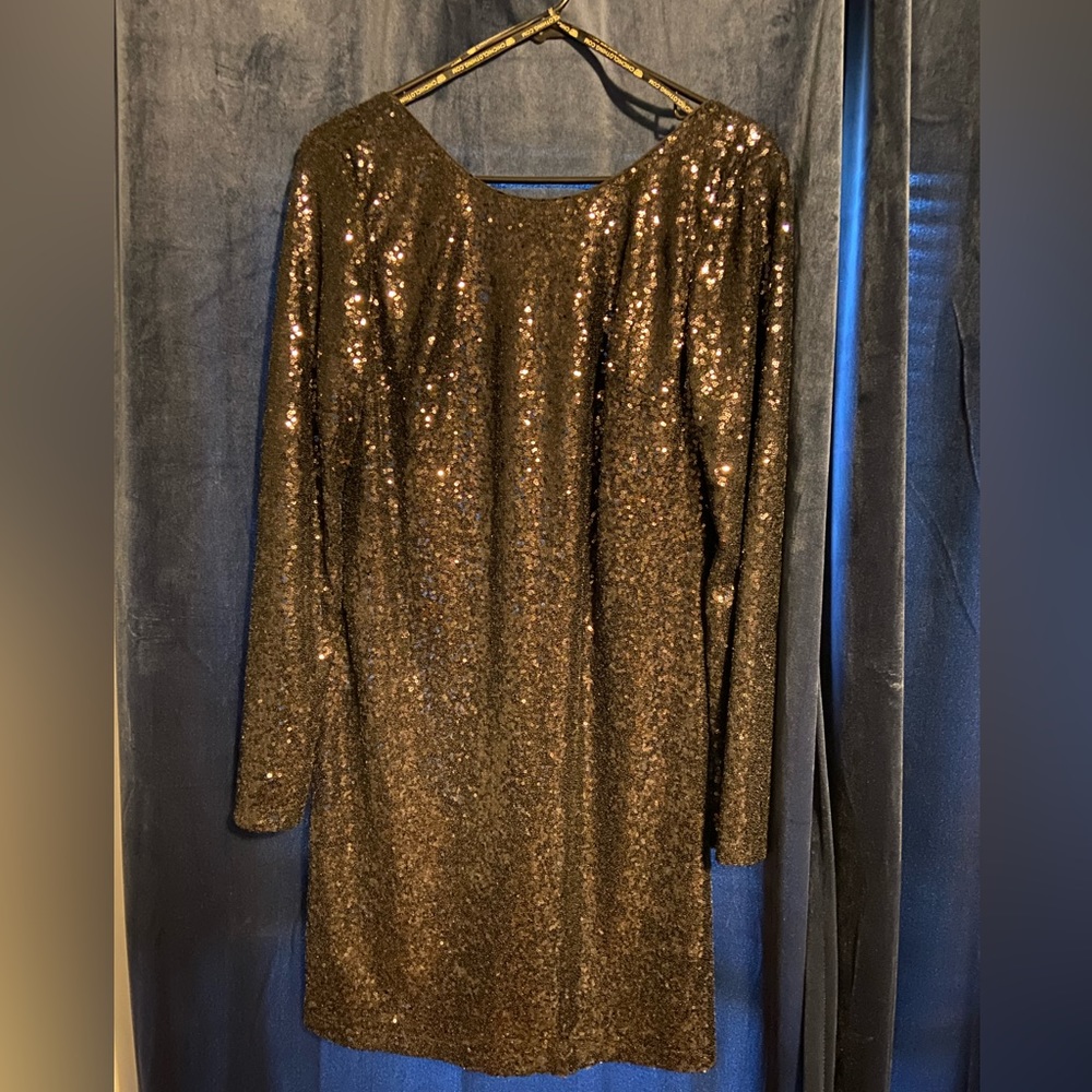 Black sequined low-back dress